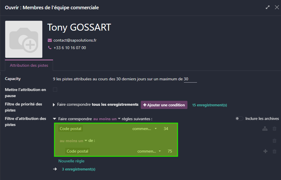 Odoo, CRM assignation opportunités