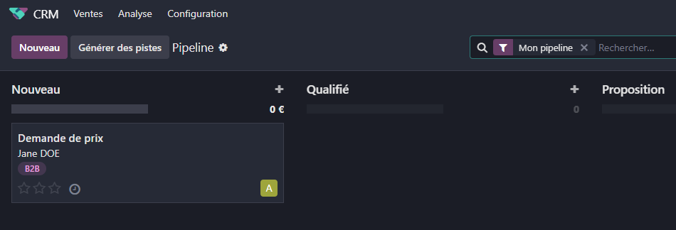 Odoo CRM opportunité